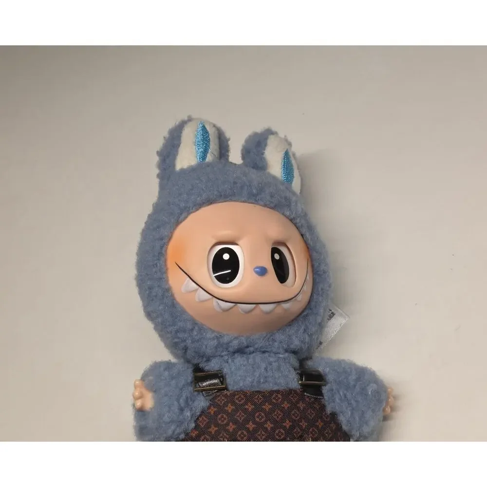 Pop Mart The Monsters Labubu Plush Doll Blue Monster Overalls Figure
